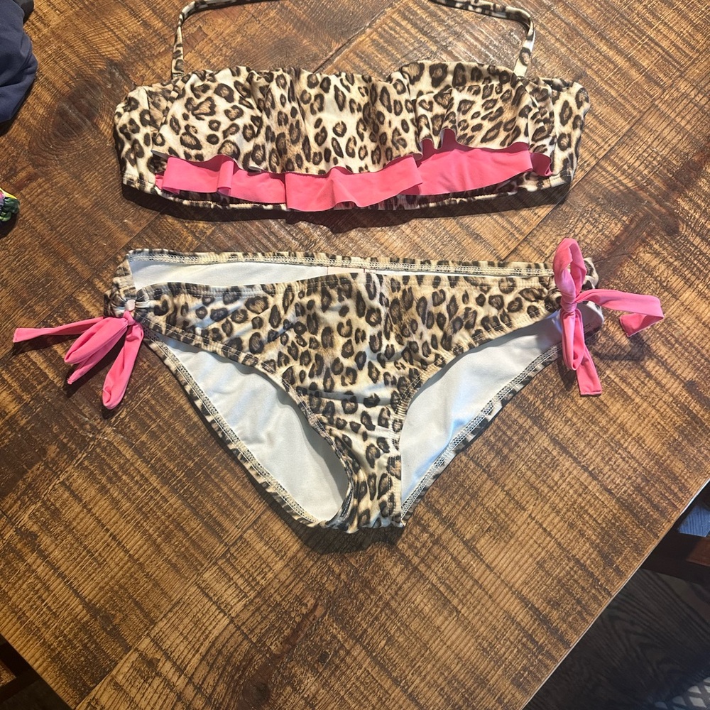 Leopard Print Bikini with Pink Accents